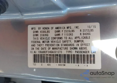 2016 Acura Tlx V6 from USA, damaged, VIN 19UUB2F34GA001070
